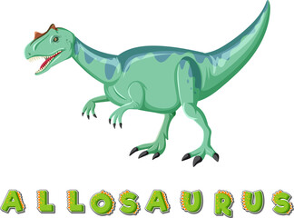 Obraz premium Dinosaur wordcard for allosaurus