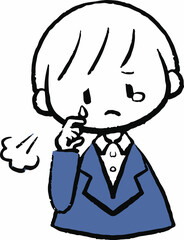 何かに悲しんだり落ち込んだりしているスーツ姿の男性のイラスト