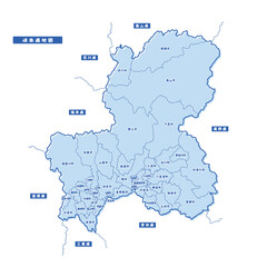 岐阜県地図 シンプル淡青 市区町村