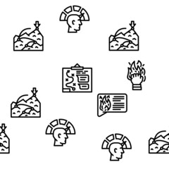 Leadership Leader Business Skill Vector Seamless Pattern Thin Line Illustration