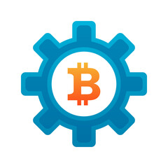 bitcoin gear logo design template icon