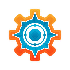 compass gear logo design template icon