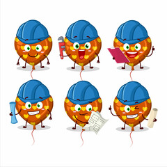 architect orange love balloon cute mascot character with pliers