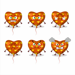 Orange love balloon cartoon character with various angry expressions