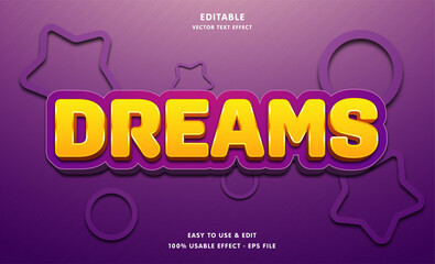 dreams editable text effect with modern and simple style, usable for logo or campaign title