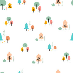 Fototapeta premium cute baby seamless pattern on white background with tree and leaves element