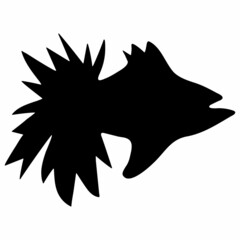 Fish Black Silhouette Illustration Isolated on White Background.