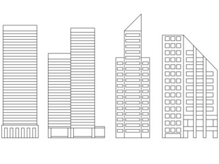 高層ビルアイコン　建物　建築物　線画