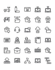 Work From Home Icon Set 30 isolated on white background