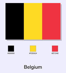 Vector Illustration of Belgium flag isolated on light blue background. Illustration National Belgium flag with Color Codes. As close as possible to the original. ready to use, easy to edit.