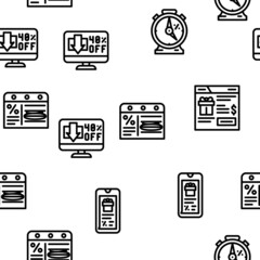Promo And Advertising Coupon Vector Seamless Pattern Thin Line Illustration