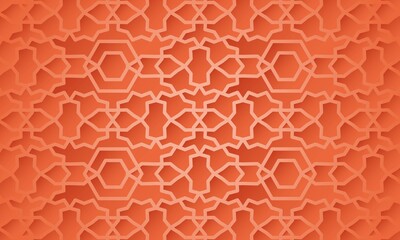 Orange arabic pattern design with shadow and gradation effect