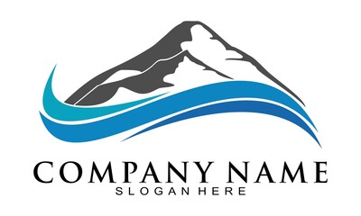 Mountain and wave vector logo