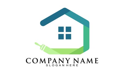 Paint brush house vector logo