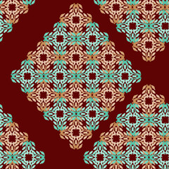 Floral pattern in ethnic style, trendy irregular geometry design, texture.