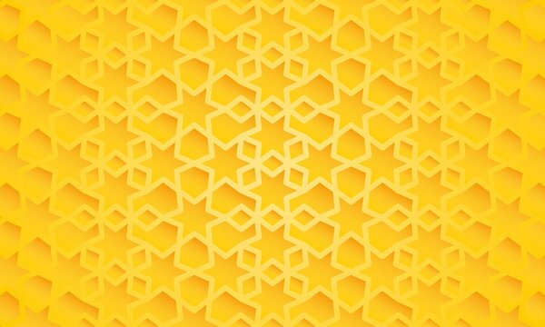 Yellow arabic pattern design with shadow and gradation effect