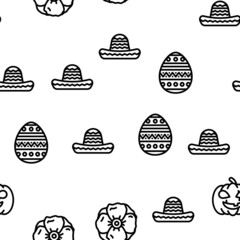 Holidays Celebration Accessories Vector Seamless Pattern Thin Line Illustration