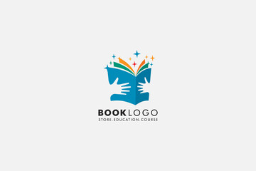 hand keep Open Book. Logo Education Flat Vector logo Design