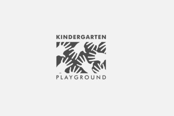 kids hand isolated square for Modern kindergarten and playground logo template