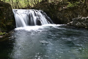 a beautiful waterfall shot by long exposure