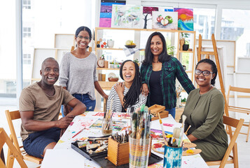 This art class was more fun than we thought it would be. Cropped shot of a group of people attending a art class.