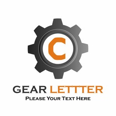 Letter c  gear logo design template illustration.