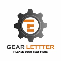 Letter e  gear logo design template illustration.