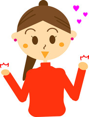 彼氏を健気に応援するモテる可愛い女性のイラスト・ガッツポーズ・やる気