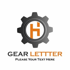 Letter h  gear logo design template illustration.