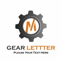 Letter m  gear logo design template illustration.
