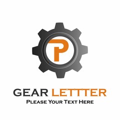 Letter p  gear logo design template illustration.