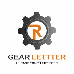 Letter r  gear logo design template illustration.