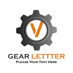 Letter v  gear logo design template illustration.