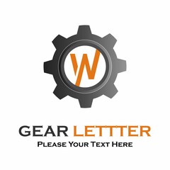 Letter w  gear logo design template illustration.