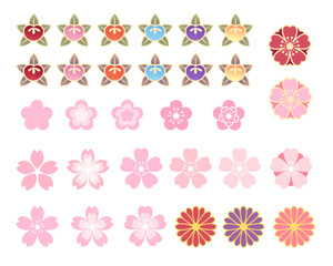 set of flowers sakura blossom japan