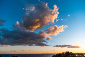 Blue sky and sunset clouds