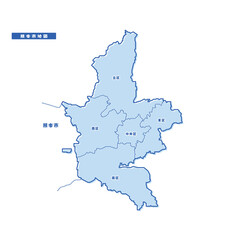 熊本市地図 シンプル淡青 市区町村