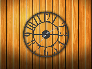Clock on wood