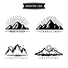 set of mountains hills logo landscapes drawing vector