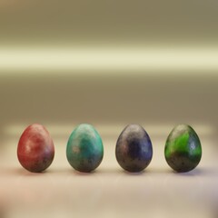 four colorful easter eggs - 3d render illustration