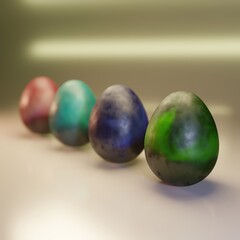 four colorful easter eggs - 3d render illustration