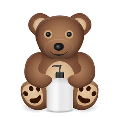 Teddy bear with liquid soap