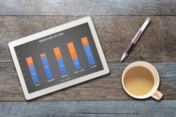 借入金グラフ（タブレット コーヒー ペン）借金、ローン、負債、借り入れ