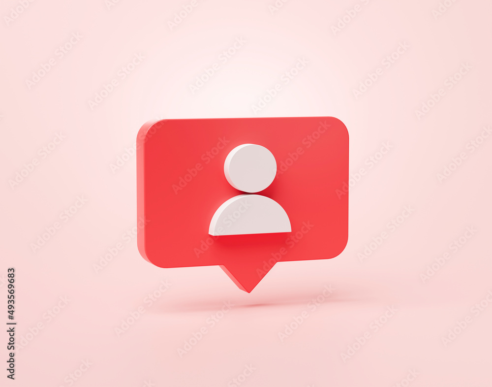 Poster follower or user shape social media notification icon in speech bubbles 3d cartoon banner website ui