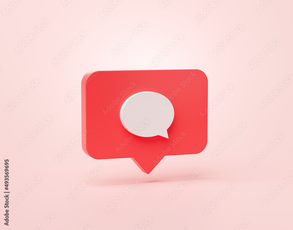 Poster comment or message inbox shape social media notification icon in speech bubbles 3d cartoon banner we