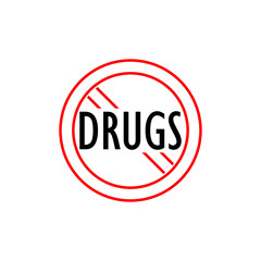 Stop drugs, no drugs icon isolated on white background