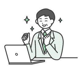 男性社員がパソコンを操作するイラスト素材