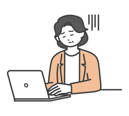 女性社員がパソコンを操作するイラスト素材