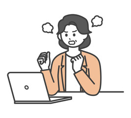 女性社員がパソコンを操作するイラスト素材