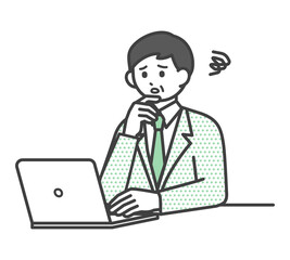 男性社員がパソコンを操作するイラスト素材